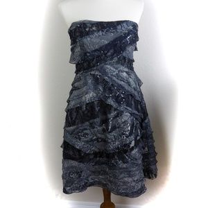 Tracy Reese Black Tiered Strapless Dress, Sz 8